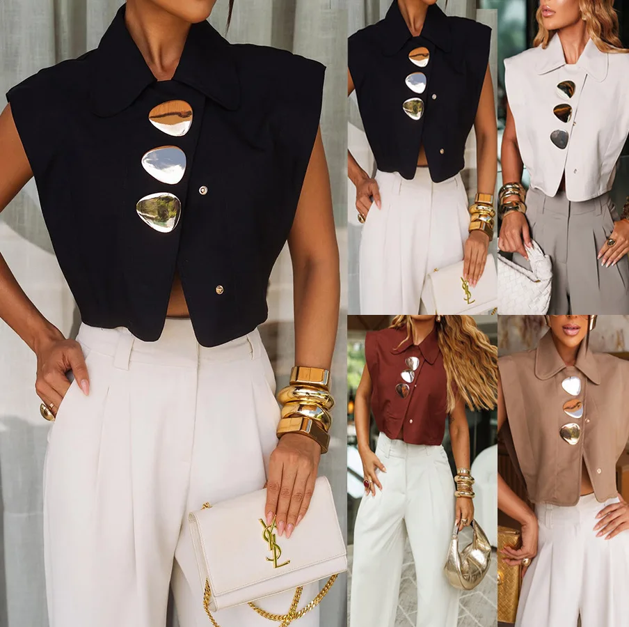 Women Blouses 2026 Summer Autumn Sleeveless Blouse Woman Blouse Shirt Office Elegant Work Shirt Top Blusas Mujer De Moda