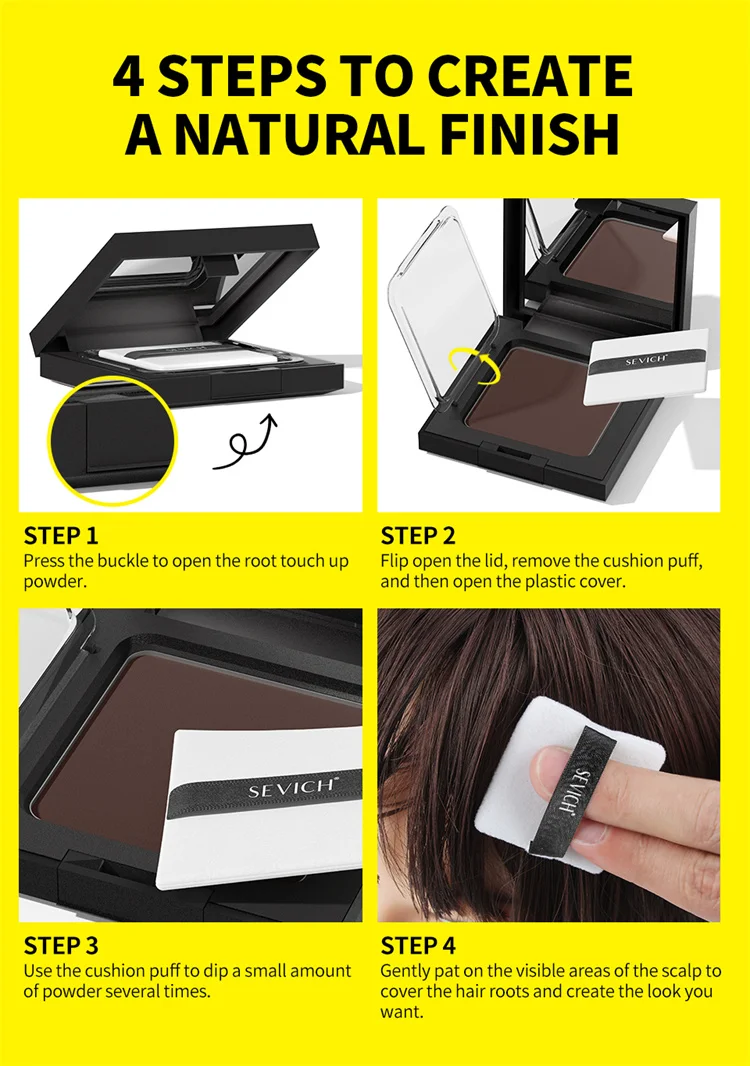 Sevich 5 Colors Concealer Hair Powder Waterproof Black Hairline Shadow Powder Edge Control Hair Concealer Hairline Powder 12g