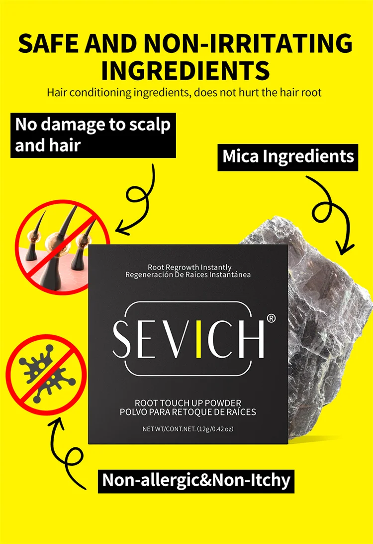 Sevich 5 Colors Concealer Hair Powder Waterproof Black Hairline Shadow Powder Edge Control Hair Concealer Hairline Powder 12g