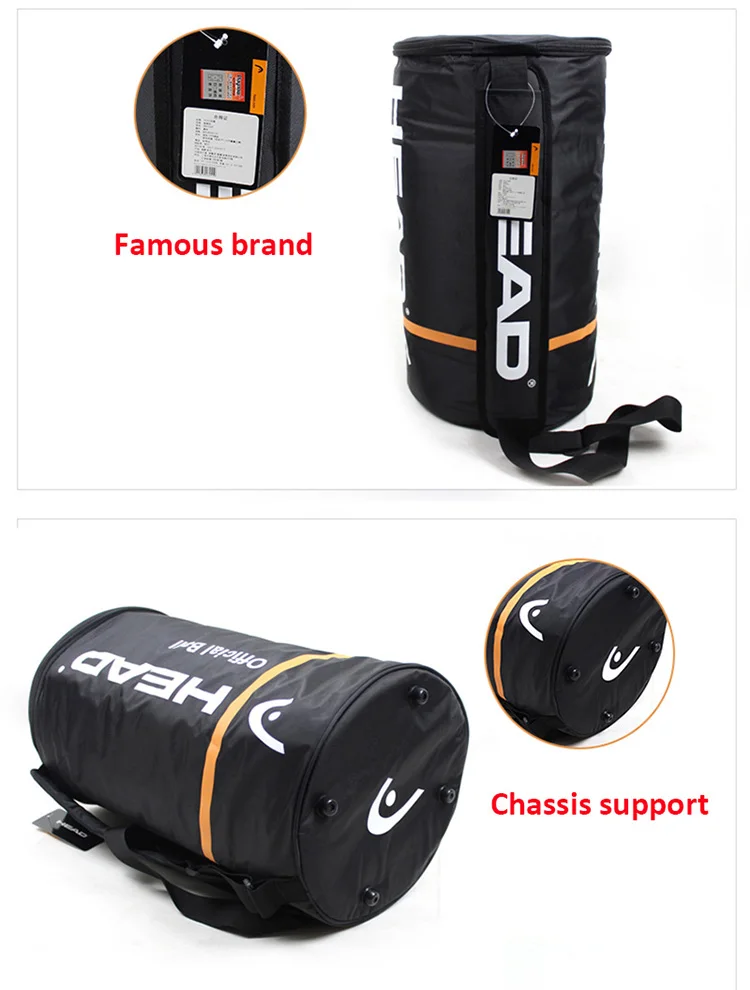 HEAD Tennis Tube Bag Thickened travel backpack Waterproof with heat insulation Shoulder bag For 100 pcs ball bucket bag
