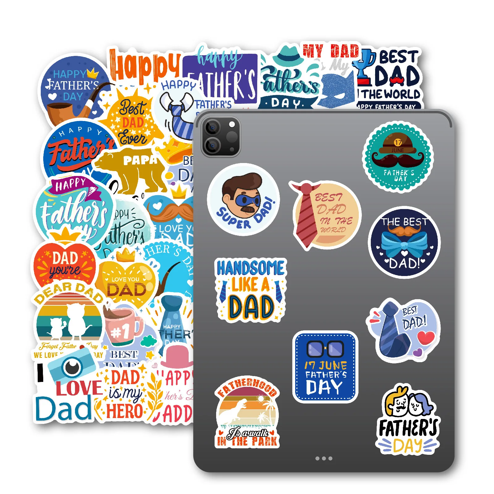 10/50PCS Text Father's Day Creative Thanksgiving Father's Day Birthday Greeting Card Decorative Waterproof Sticker