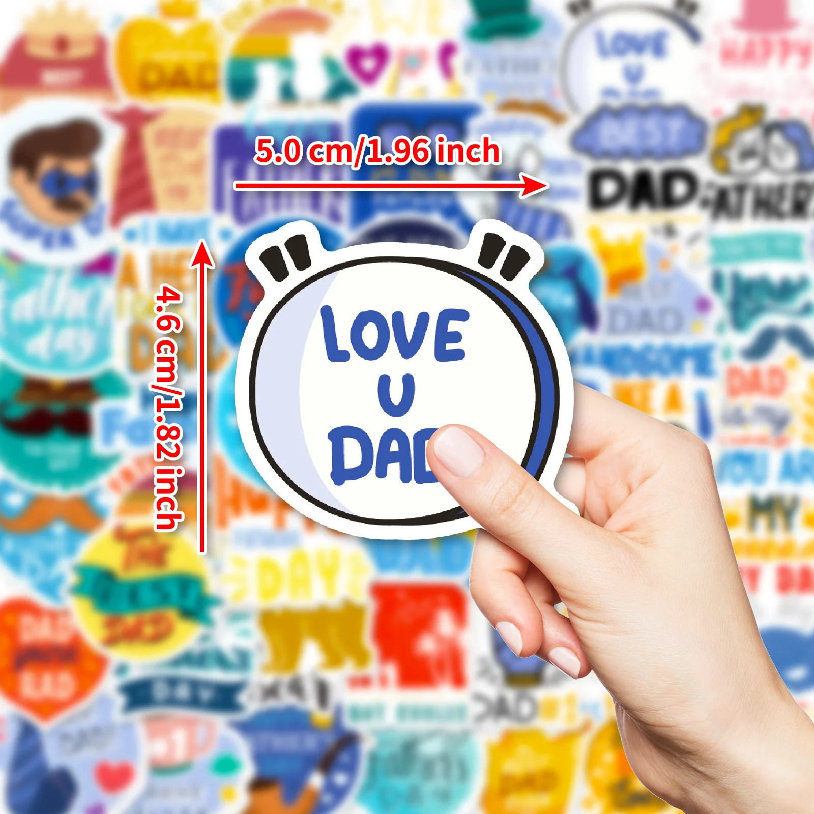 10/50PCS Text Father's Day Creative Thanksgiving Father's Day Birthday Greeting Card Decorative Waterproof Sticker
