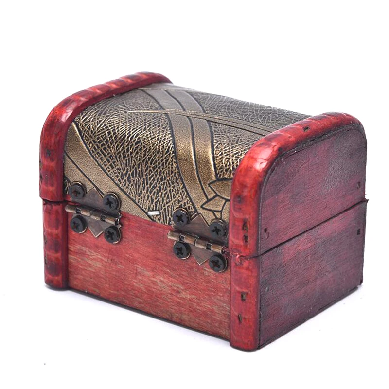 1PCS Vintage Antique Mini Wood Treasure Chest Storage Box Jewelry Organizer Box Gift Box
