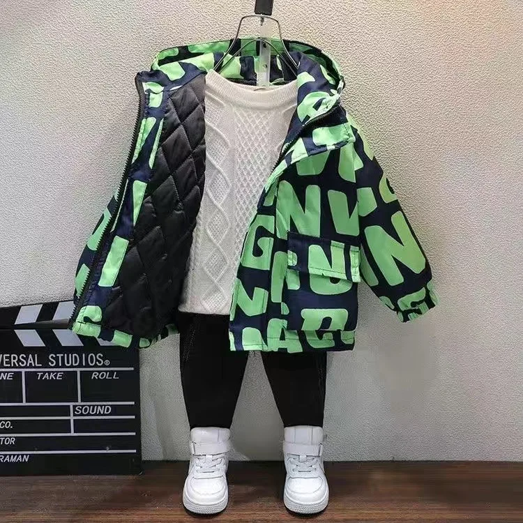 Boys Coat Jacket Outwear Tops Cotton 2023 Fashion Thicken Plus Velvet Winter Autumn Plus Size Overcoat Children's Clothes