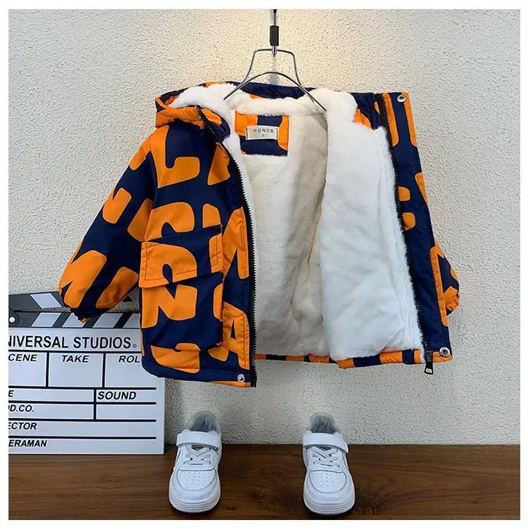 Boys Coat Jacket Outwear Tops Cotton 2023 Fashion Thicken Plus Velvet Winter Autumn Plus Size Overcoat Children's Clothes