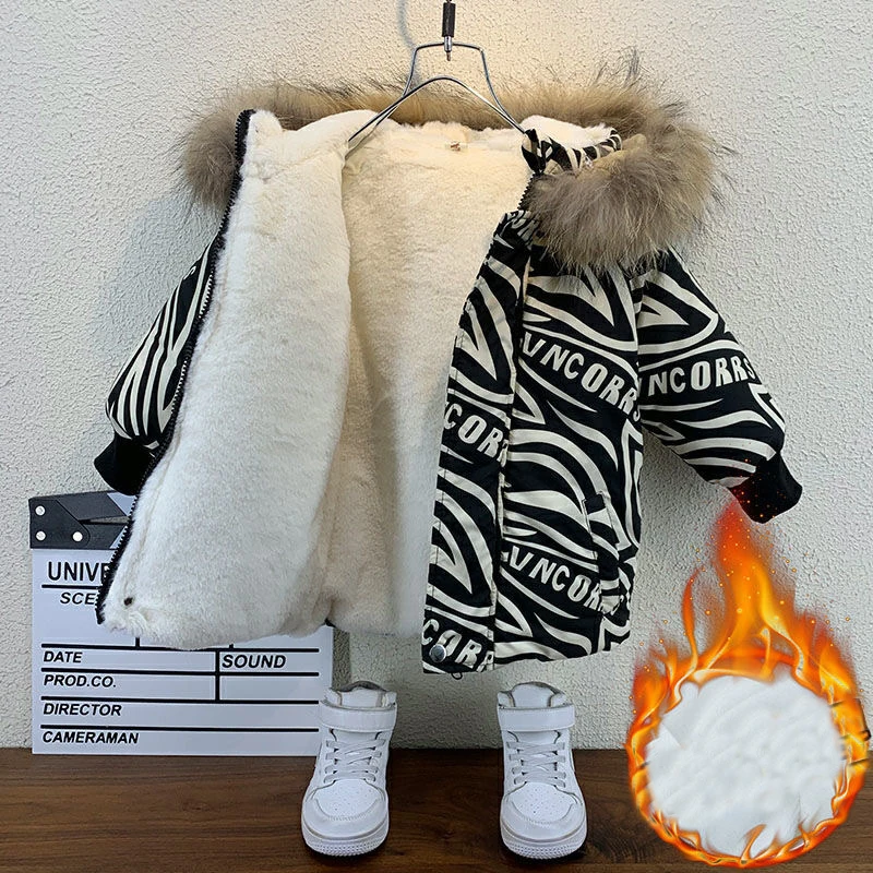 Boys Coat Jacket Outwear Tops Cotton 2023 Fashion Thicken Plus Velvet Winter Autumn Plus Size Overcoat Children's Clothes