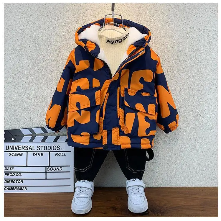 Boys Coat Jacket Outwear Tops Cotton 2023 Fashion Thicken Plus Velvet Winter Autumn Plus Size Overcoat Children's Clothes