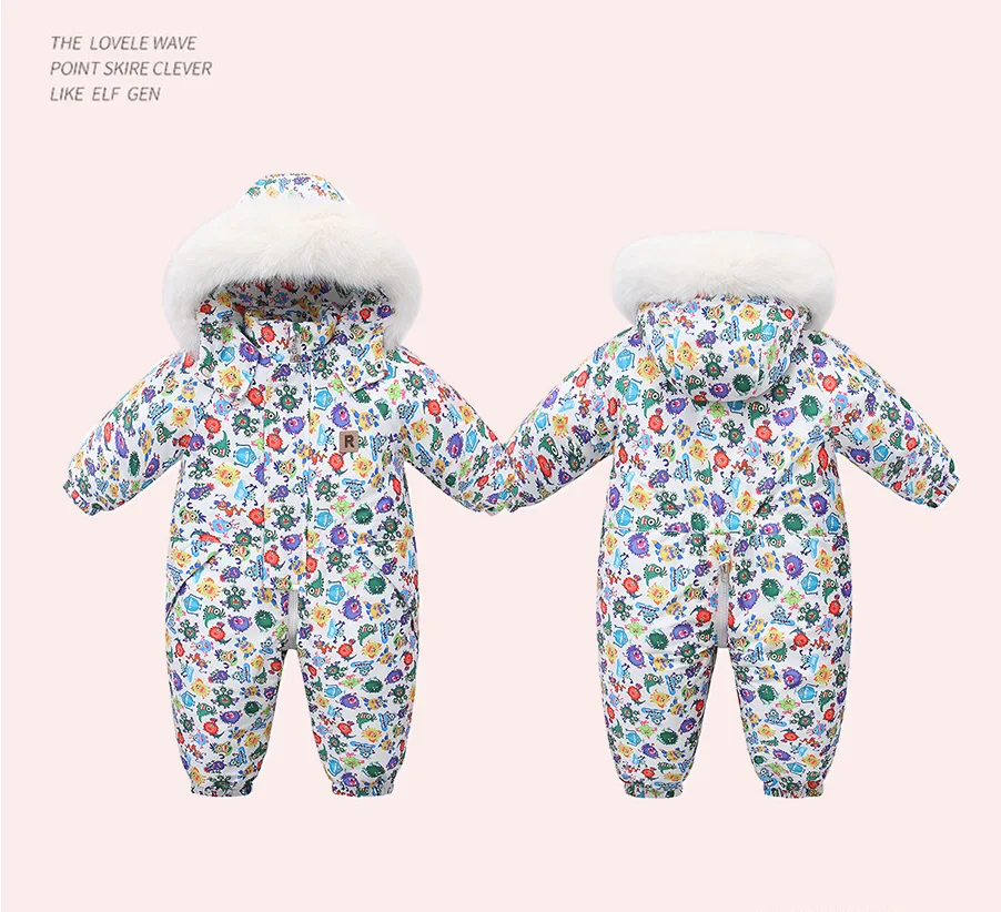 Ircomll Winter Kid's Hooded Romper Lightweight Baby Girls Boys Snowsuit Ski Fur Lining Windproof Jumpsuit Children's Outwear
