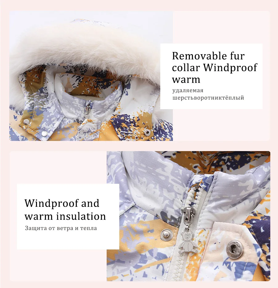 Ircomll Winter Kid's Hooded Romper Lightweight Baby Girls Boys Snowsuit Ski Fur Lining Windproof Jumpsuit Children's Outwear