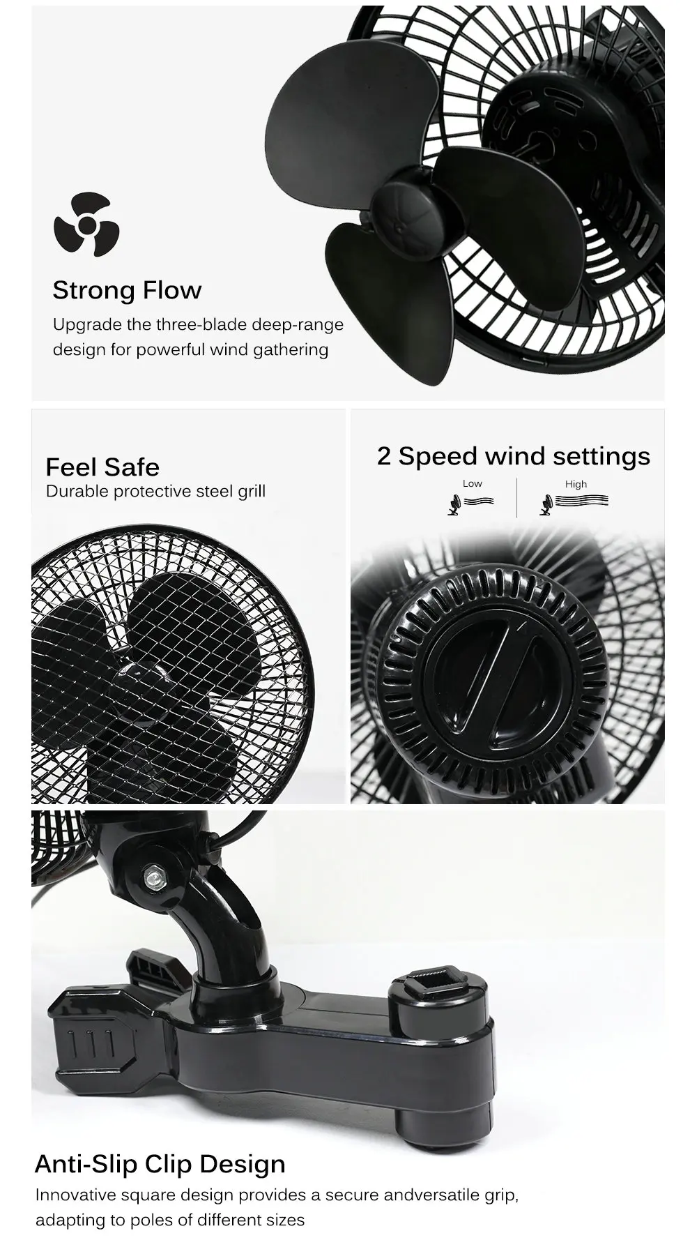 Plant Tent Cooling Clip-On Fan 25W Two-Speed Adjustable Shaking Head Suitable for Tents Household Cooling Fan