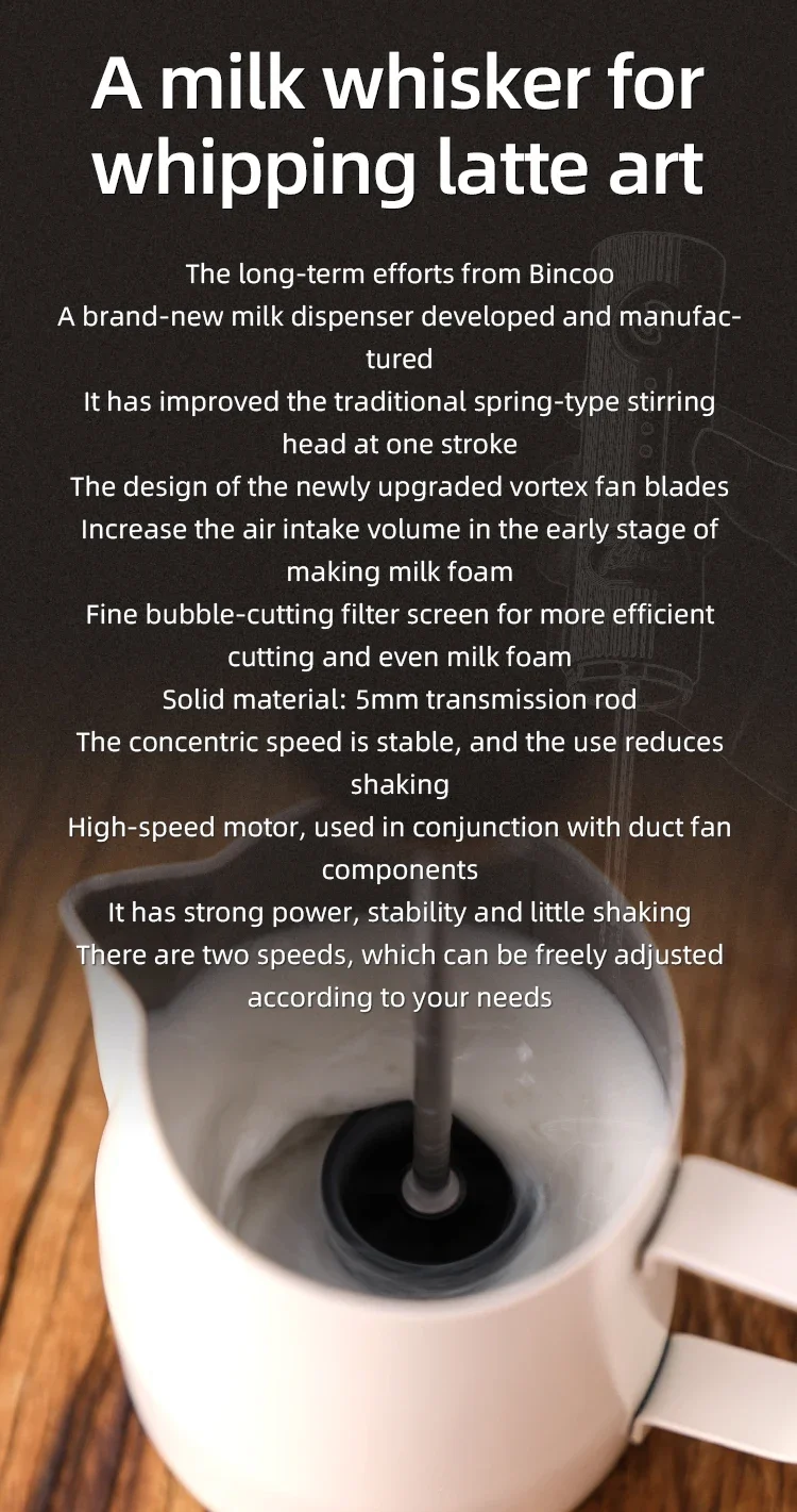 Bincoo Milk Foamer Coffee Whisk Mixer Electric Blender Egg Beater Mini Frother Handle Stirrer Cappuccino Maker Cooking Tools