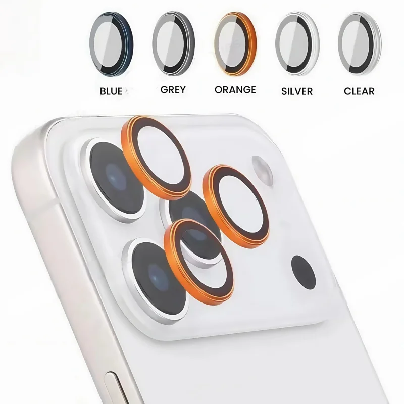3D Metal Lens Protector Glass For iPhone Duo 18 Pro 18 Pro Max 17 Alloy Back Camera Ring Cover For iPhone 17 Pro 16 Pro Max Lens
