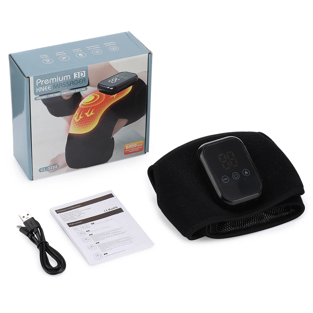 Electric Knee Massager with 3 Levels of Vibration And 5 Levels of Hot Compression Heated Leg Joint Muscle Relaxing Knee Pad