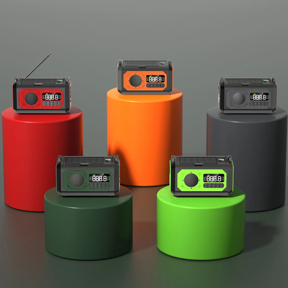 12000mAh Emergency Weather Radio with 2 Solar Panels Hand Crank Radio AM/FM/NOAA Weather Radio Reading Lamp for Outdoor Survival