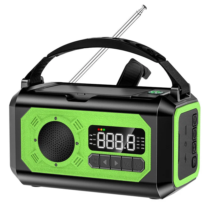 12000mAh Emergency Weather Radio with 2 Solar Panels Hand Crank Radio AM/FM/NOAA Weather Radio Reading Lamp for Outdoor Survival