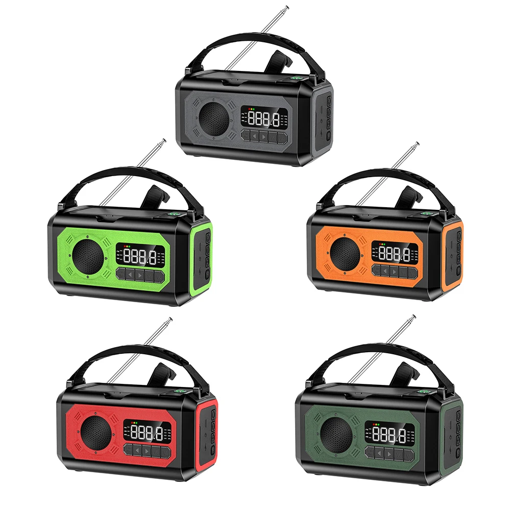 12000mAh Emergency Weather Radio with 2 Solar Panels Hand Crank Radio AM/FM/NOAA Weather Radio Reading Lamp for Outdoor Survival