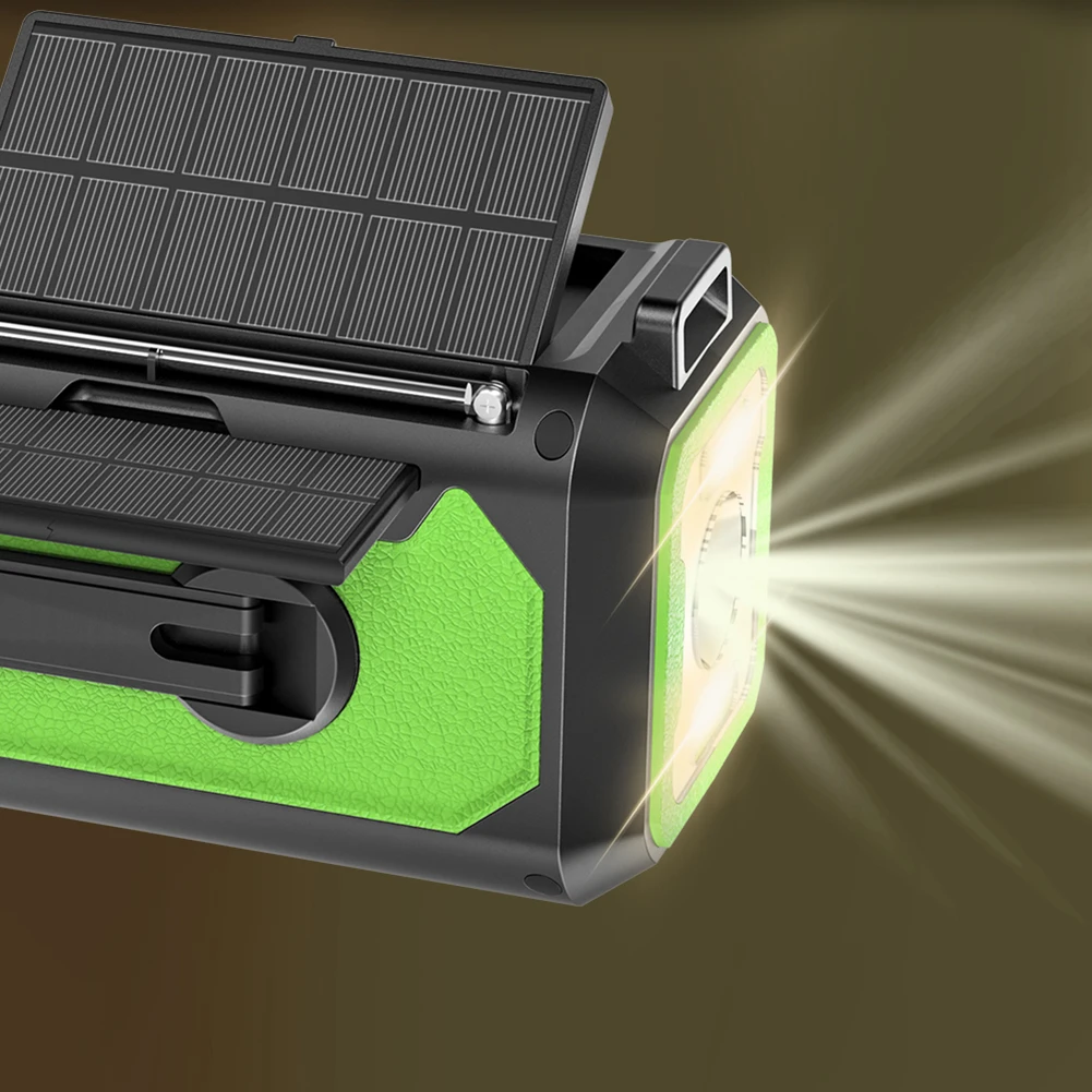 12000mAh Emergency Weather Radio with 2 Solar Panels Hand Crank Radio AM/FM/NOAA Weather Radio Reading Lamp for Outdoor Survival