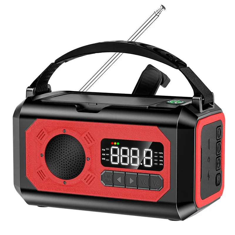 12000mAh Emergency Weather Radio with 2 Solar Panels Hand Crank Radio AM/FM/NOAA Weather Radio Reading Lamp for Outdoor Survival