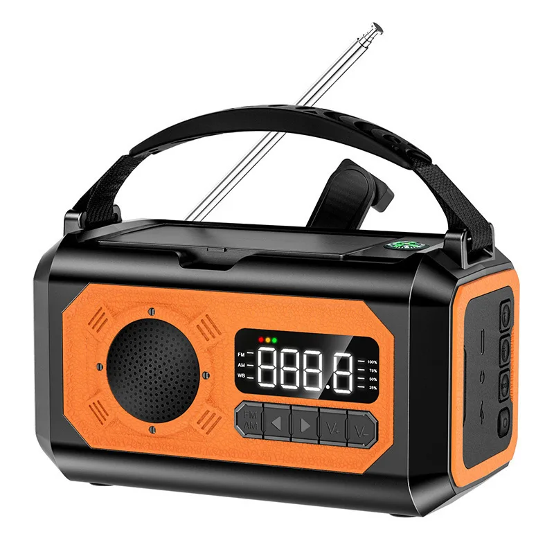 12000mAh Emergency Weather Radio with 2 Solar Panels Hand Crank Radio AM/FM/NOAA Weather Radio Reading Lamp for Outdoor Survival