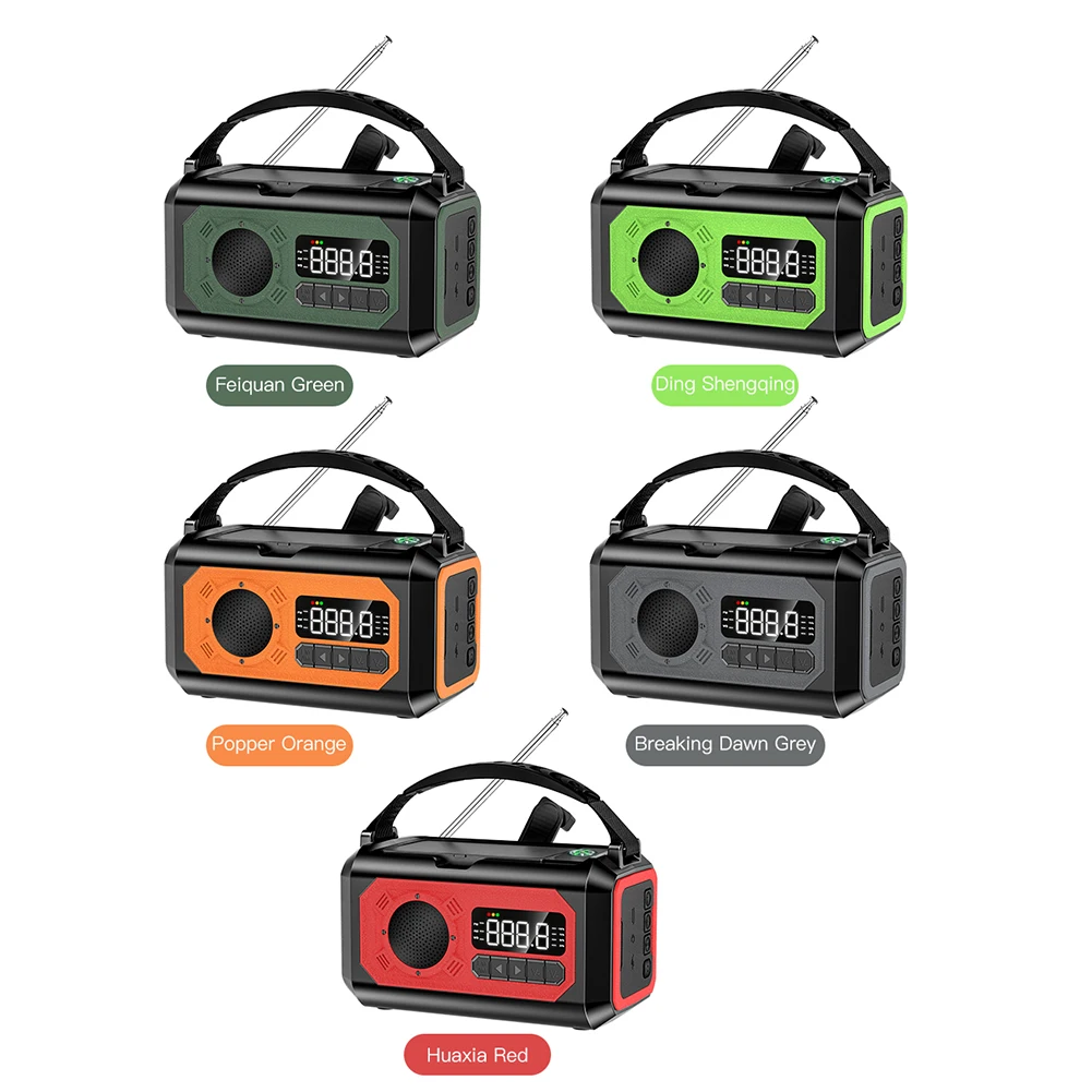 12000mAh Emergency Weather Radio with 2 Solar Panels Hand Crank Radio AM/FM/NOAA Weather Radio Reading Lamp for Outdoor Survival