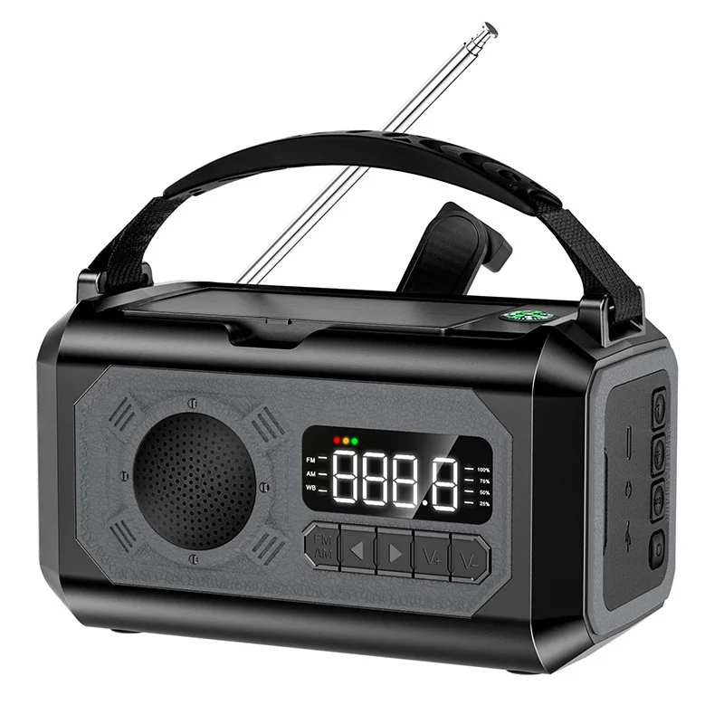 12000mAh Emergency Weather Radio with 2 Solar Panels Hand Crank Radio AM/FM/NOAA Weather Radio Reading Lamp for Outdoor Survival