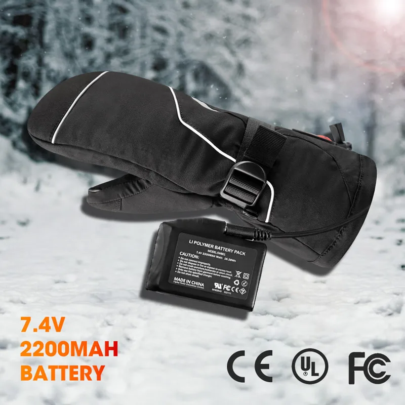 SNOW DEER Electric Heating Glove Winter Thermal Gloves Rechargeable with Battery for Men Women Waterproof Heated Ski Mittens