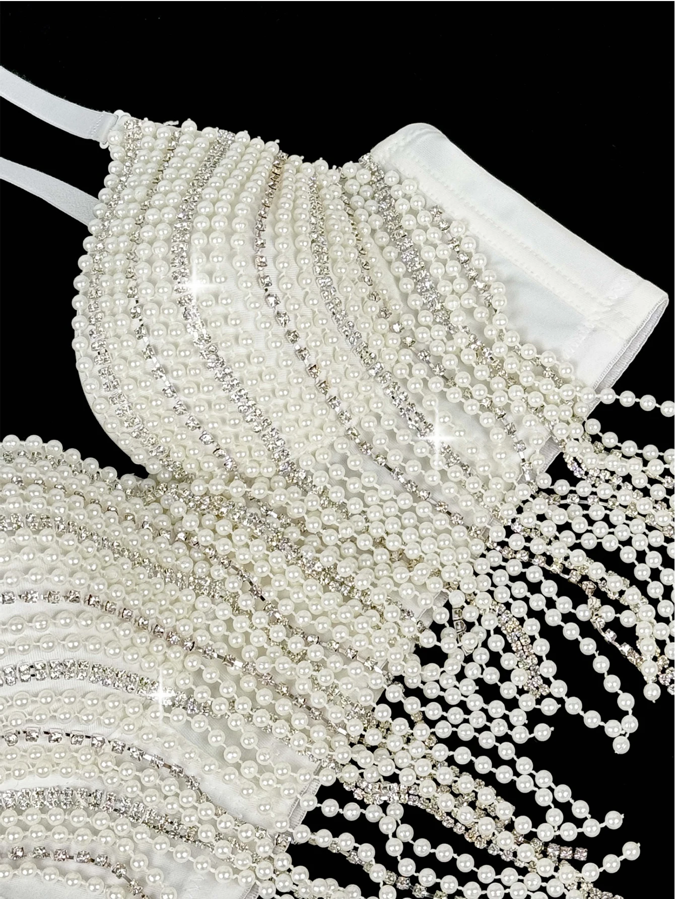 Sexy white rhinestone corset crop top women summer night club party tops woman halter tank top bra bustier hotwife street wear