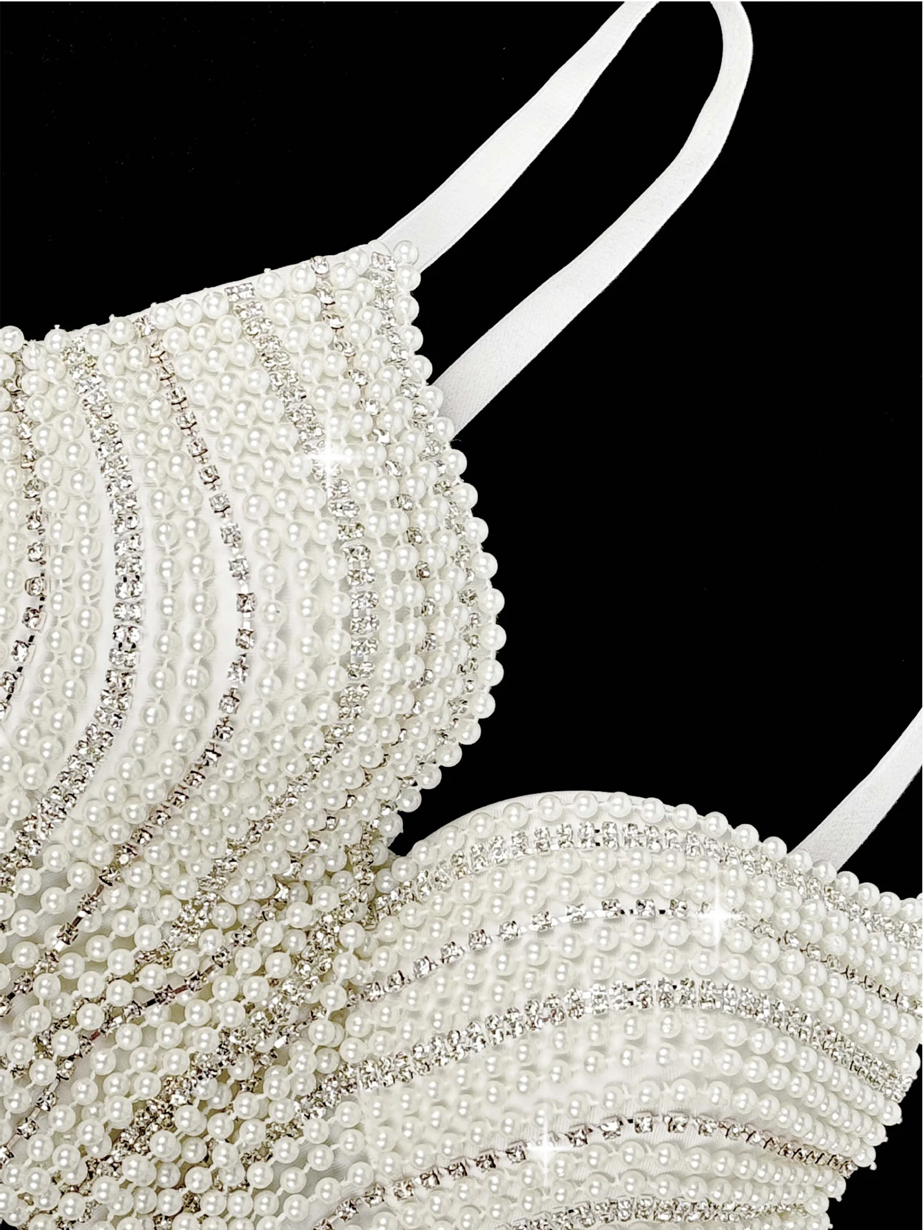 Sexy white rhinestone corset crop top women summer night club party tops woman halter tank top bra bustier hotwife street wear