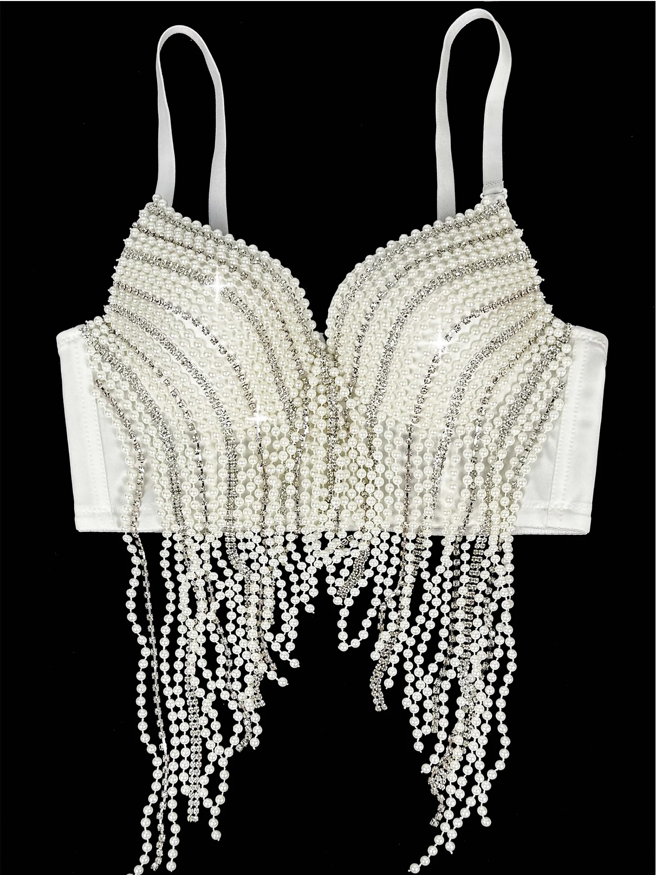 Sexy white rhinestone corset crop top women summer night club party tops woman halter tank top bra bustier hotwife street wear