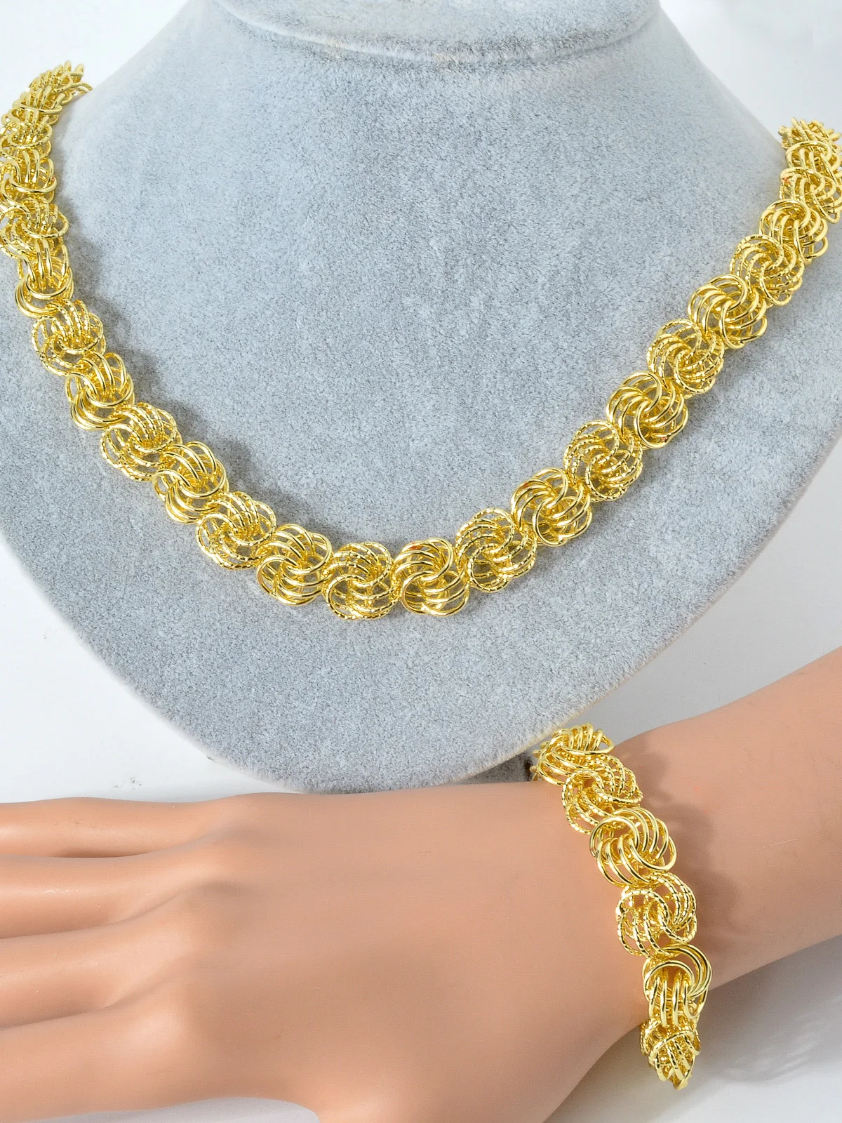 1 Set Thick Italian Gold Plated Necklace Bracelet Set Linking Cuban Necklace for Female Male Hip Hop Rock Party Jewelry Set Gift