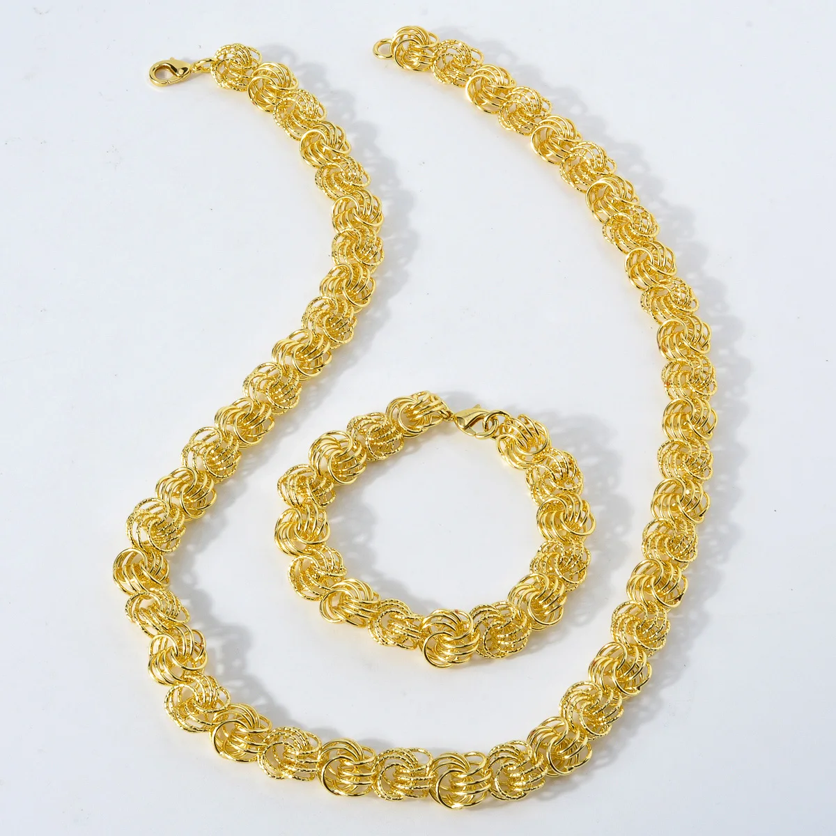 1 Set Thick Italian Gold Plated Necklace Bracelet Set Linking Cuban Necklace for Female Male Hip Hop Rock Party Jewelry Set Gift