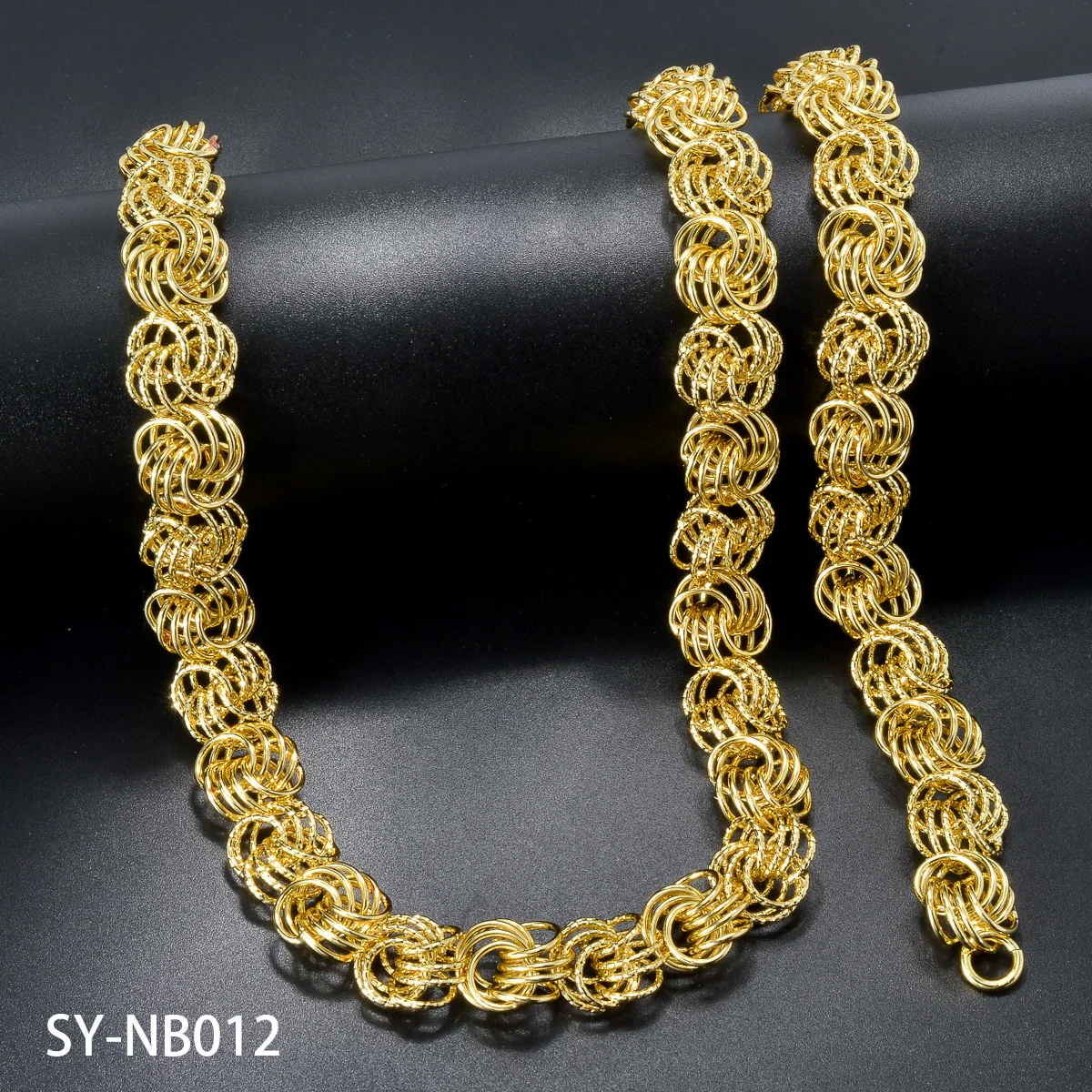 1 Set Thick Italian Gold Plated Necklace Bracelet Set Linking Cuban Necklace for Female Male Hip Hop Rock Party Jewelry Set Gift