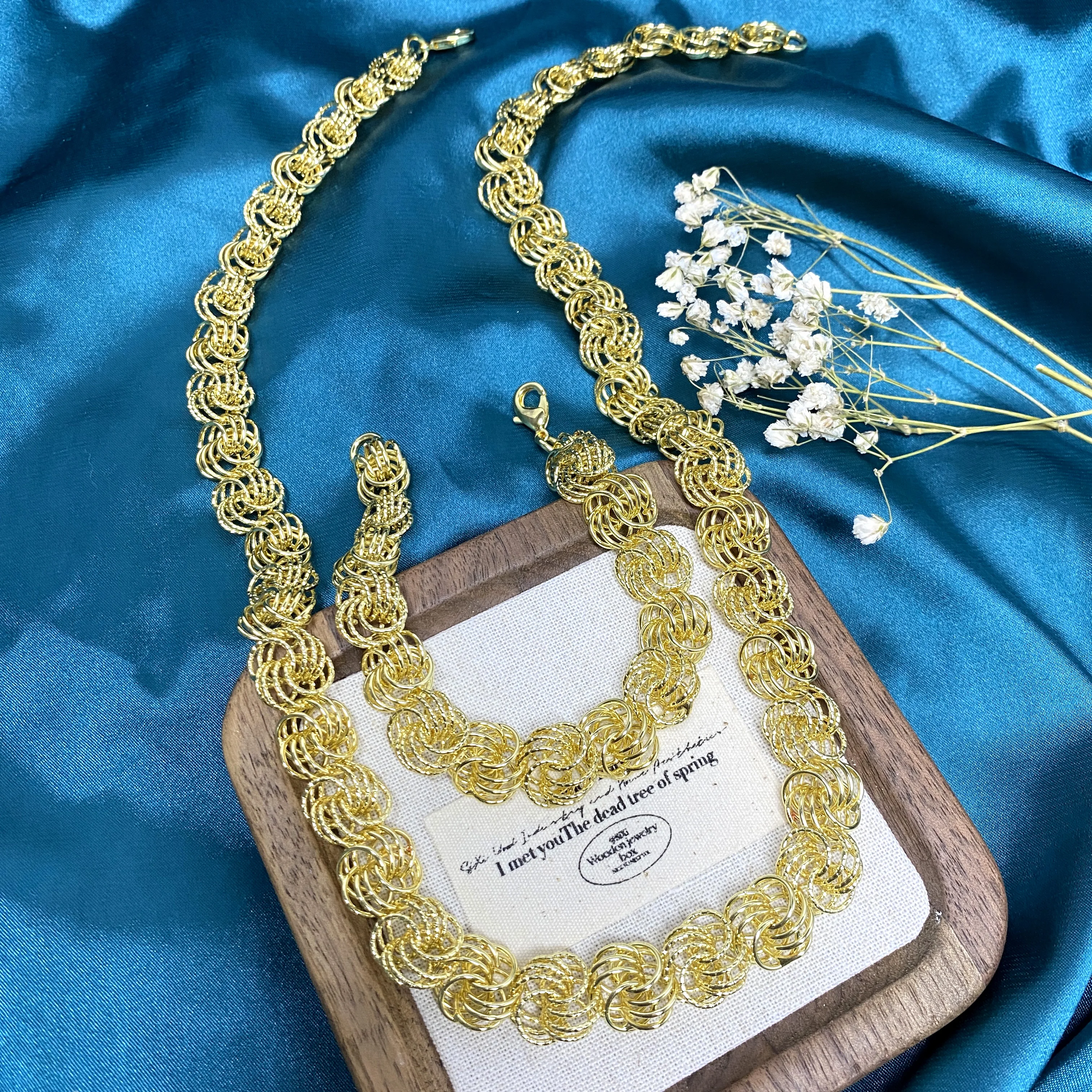 1 Set Thick Italian Gold Plated Necklace Bracelet Set Linking Cuban Necklace for Female Male Hip Hop Rock Party Jewelry Set Gift