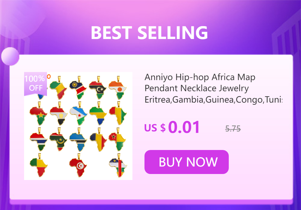 Anniyo 3Pieces Ankh Nefertiti & Africa Map Pendant Necklaces Gold Color Wedding Birthday Party Ethnic Jewelry Women Men #256306