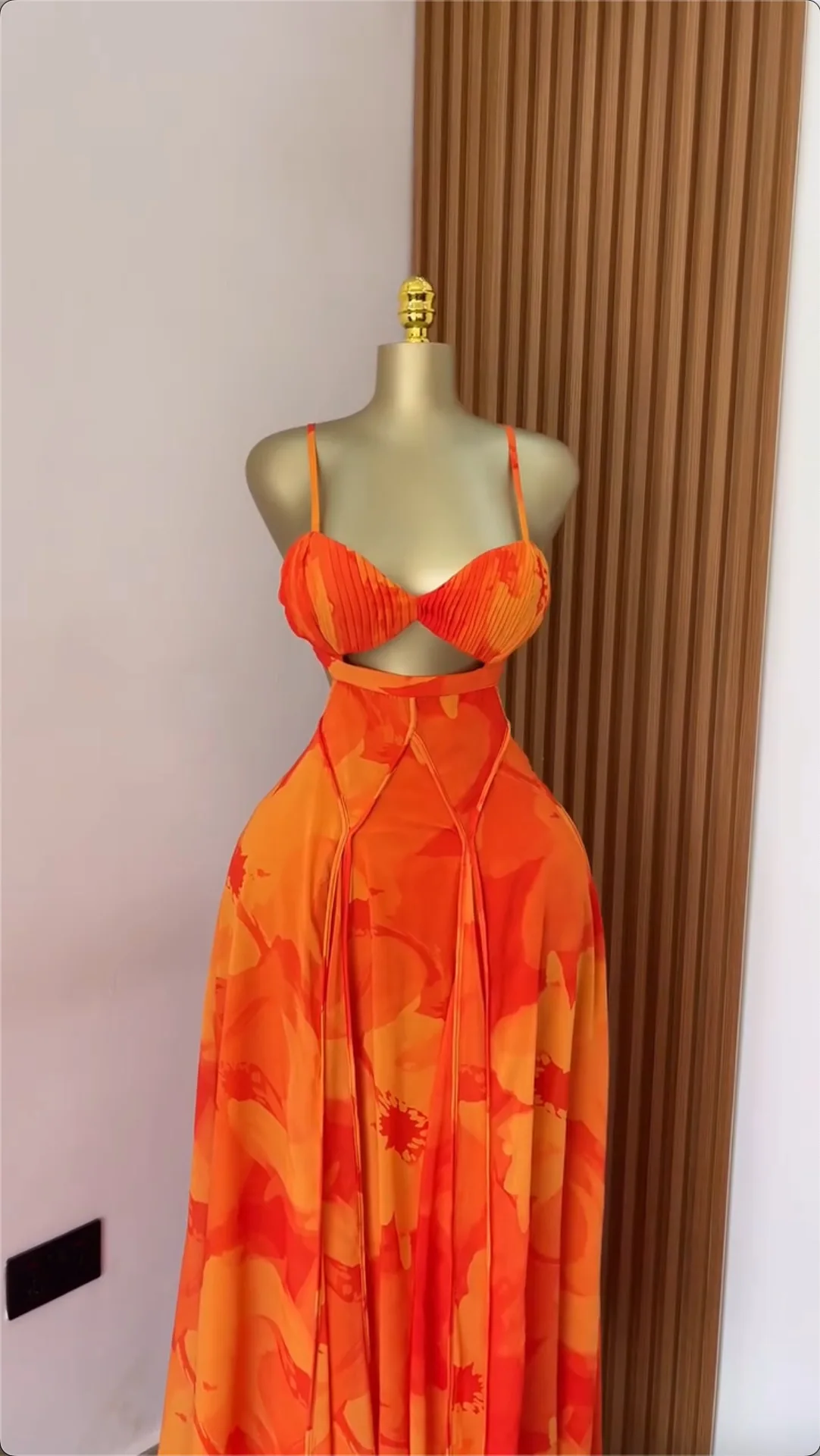 CM.YAYA Women Floral Printed Strap Backless Bra Front Big Swing Maxi Long Dress 2025 Vintage Sexy Club Party Evening Dresses