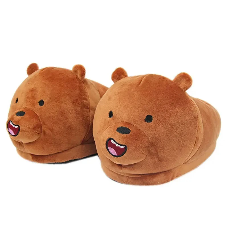 Winter Indoor Panda Women Slippers Ladies Cute Animals Plush Warm Furry Shoes Couple Home Bedroom Fuzzy Slipers Bear Men Sliders