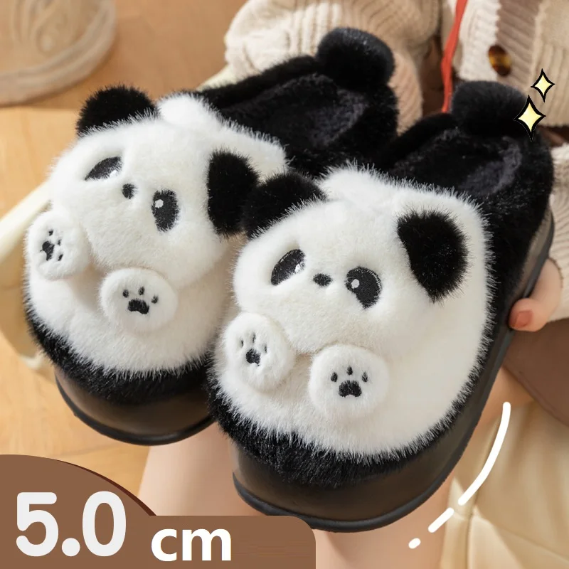 Winter Indoor Panda Women Slippers Ladies Cute Animals Plush Warm Furry Shoes Couple Home Bedroom Fuzzy Slipers Bear Men Sliders