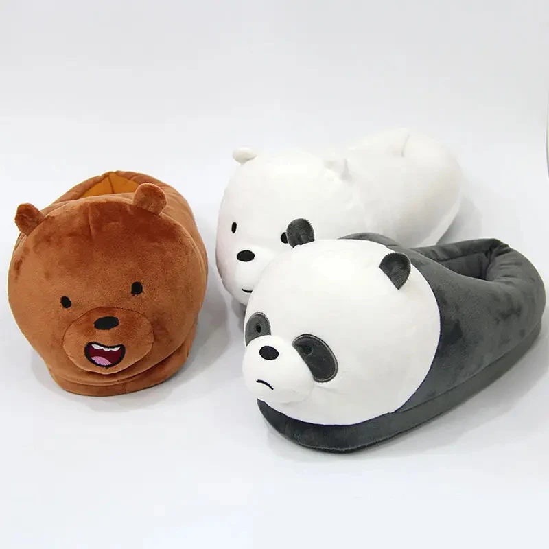 Winter Indoor Panda Women Slippers Ladies Cute Animals Plush Warm Furry Shoes Couple Home Bedroom Fuzzy Slipers Bear Men Sliders