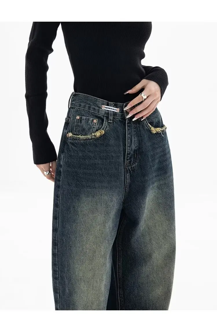 Spring Autumn Wide Leg Jeans Women High Waist Denim Trousers Women's Jeans Harajuku Vintage BF Style Loose Femme Streeetwear