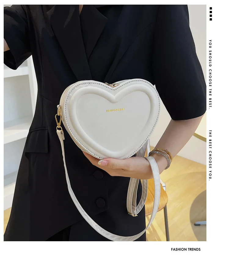 Hot Sale Heart Shape Crossbody Bags For Women Solid Pu Leather Shoulder Bags Fashion Handbags