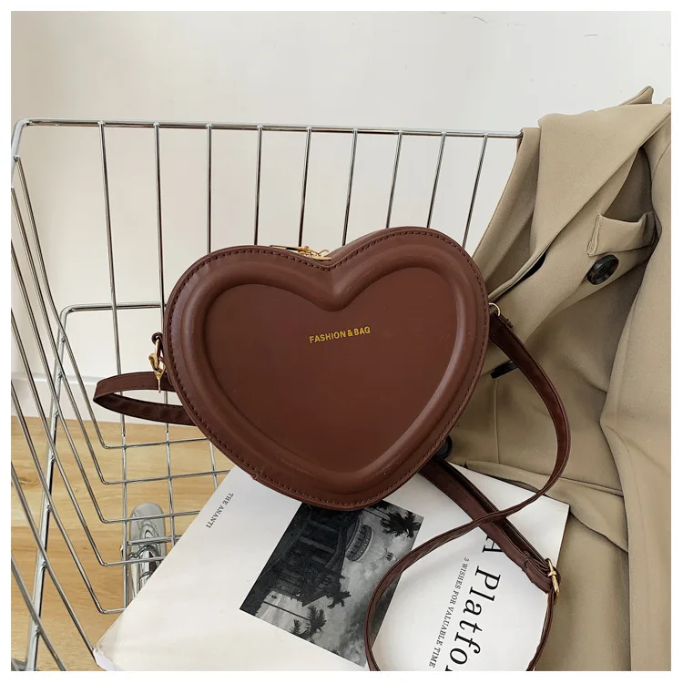 Hot Sale Heart Shape Crossbody Bags For Women Solid Pu Leather Shoulder Bags Fashion Handbags