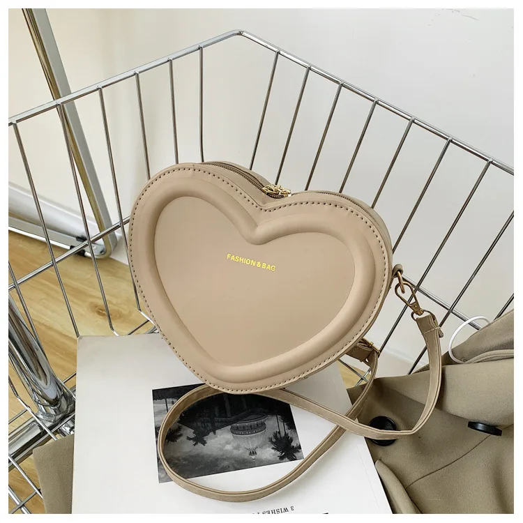 Hot Sale Heart Shape Crossbody Bags For Women Solid Pu Leather Shoulder Bags Fashion Handbags
