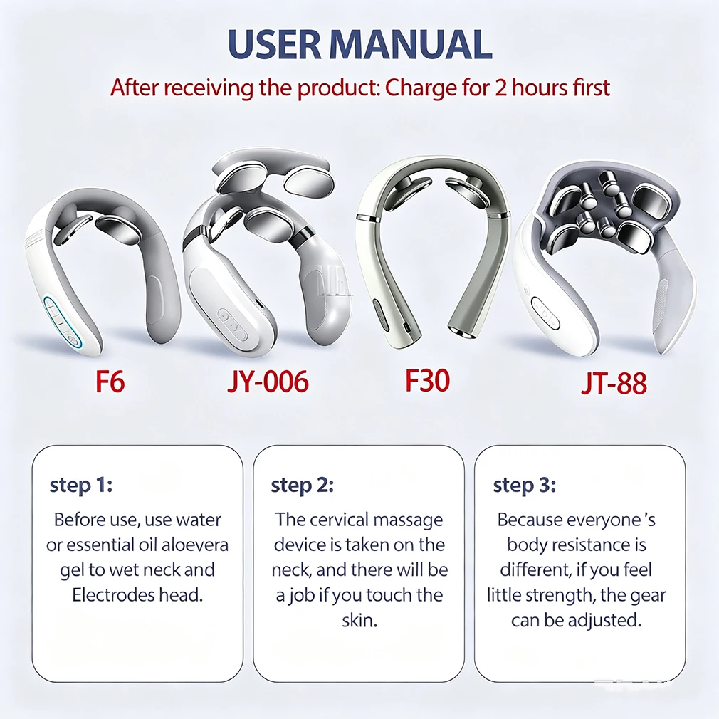 Smart Back Neck Massager Electric TENS Pulse Cervical Muscle Massages Wireless Shoulder Health Care H99 H62 JT88 F6Device