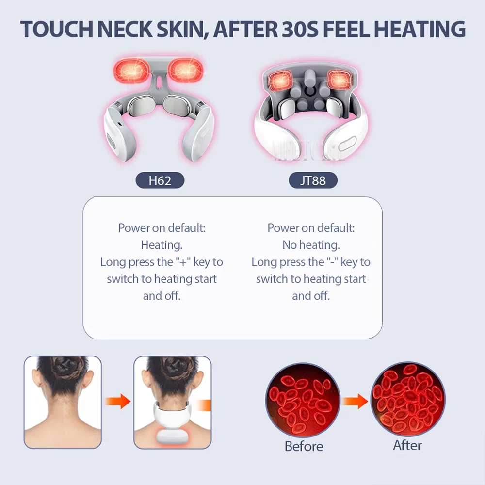 Smart Back Neck Massager Electric TENS Pulse Cervical Muscle Massages Wireless Shoulder Health Care H99 H62 JT88 F6Device
