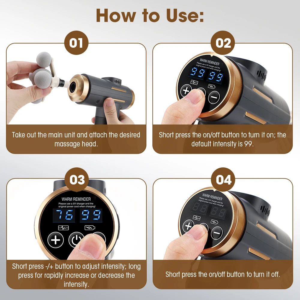 Electric Fascia Gun 24W 99 Gear Adjustable 11 Replacement Head Deep Tissue 8mm Percussion Massager Rechargeable Home Gym Massage