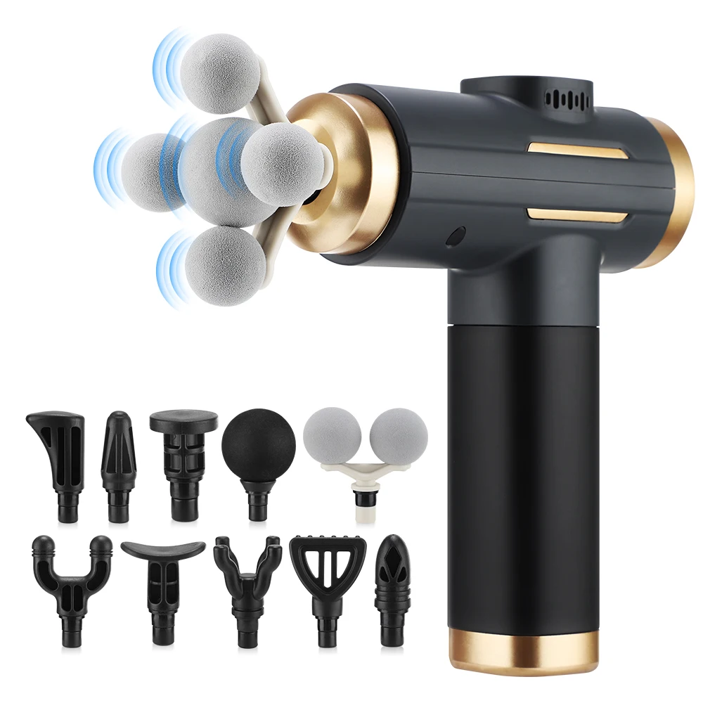 Electric Fascia Gun 24W 99 Gear Adjustable 11 Replacement Head Deep Tissue 8mm Percussion Massager Rechargeable Home Gym Massage