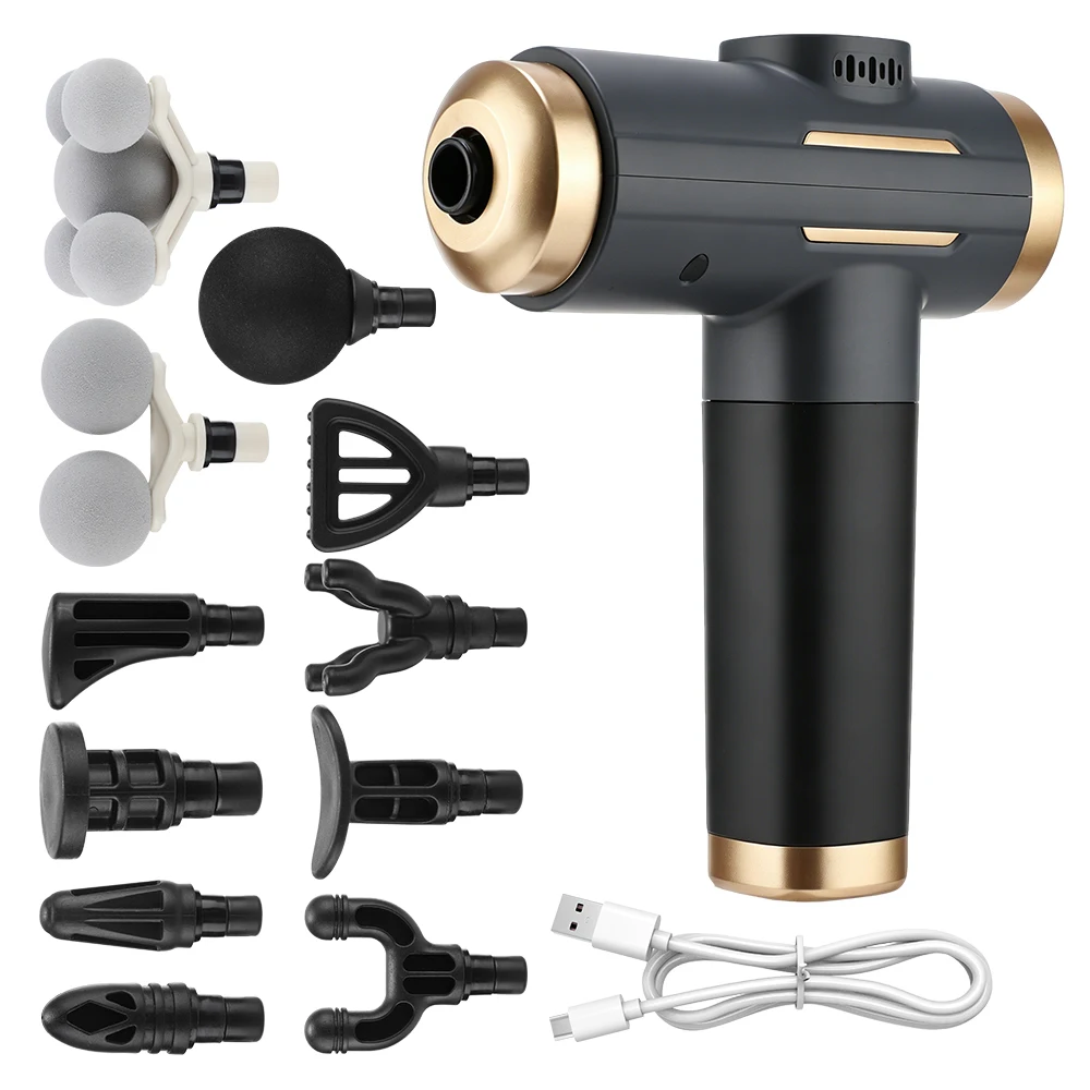 Electric Fascia Gun 24W 99 Gear Adjustable 11 Replacement Head Deep Tissue 8mm Percussion Massager Rechargeable Home Gym Massage