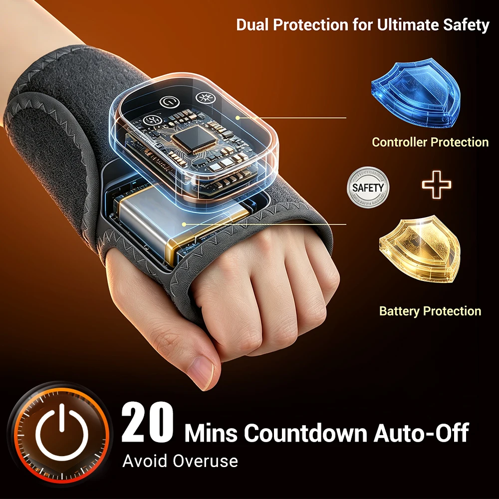 660nm Infrared Wrist Massager Red Light Heating Vibration Massage Wrap Brace Electric Wristband Pad for Hand Joint Support Relax
