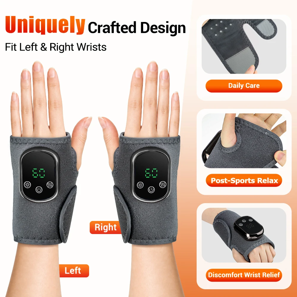 660nm Infrared Wrist Massager Red Light Heating Vibration Massage Wrap Brace Electric Wristband Pad for Hand Joint Support Relax