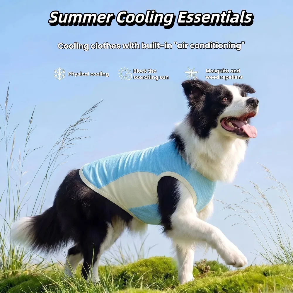 Dog Summer Cooling Vest Sun Protection Ice Silk Pet Clothes Breathable Quick Dry Puppy Cat Clothes For Small Medium Large Dogs